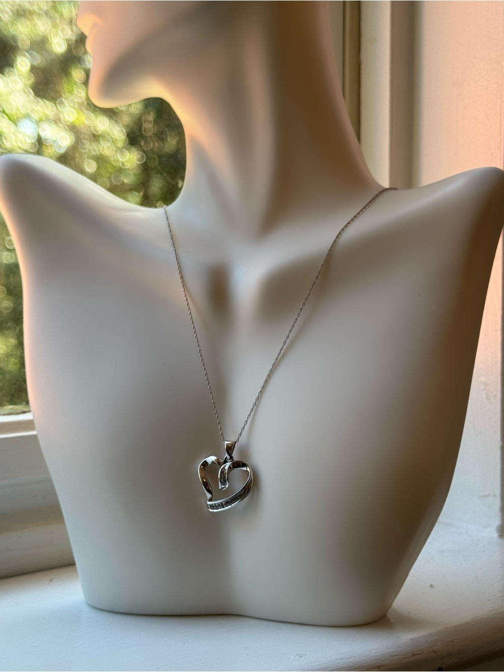 Kay 10K White Gold 34-Diamond Open Heart Necklace